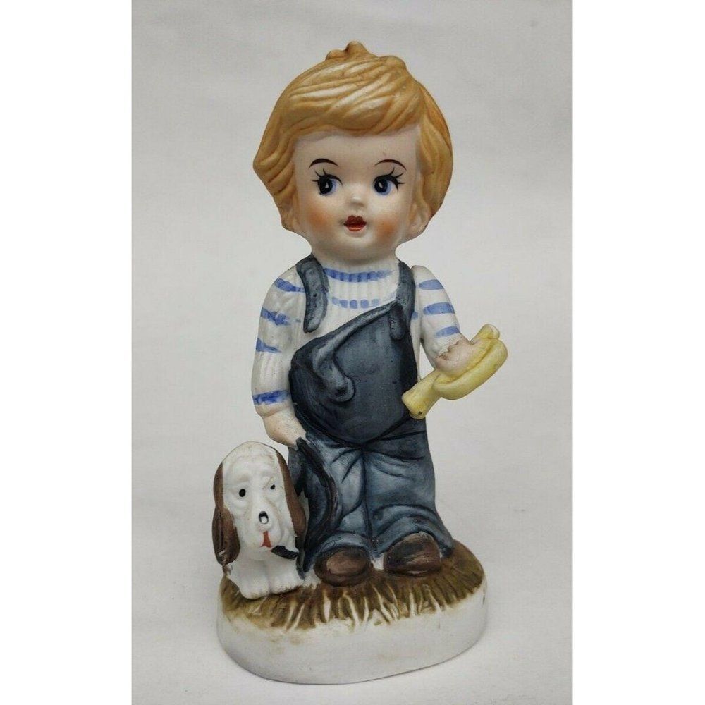 Vintage UCGC Young Boy Taking Care of a Dog Trumpe